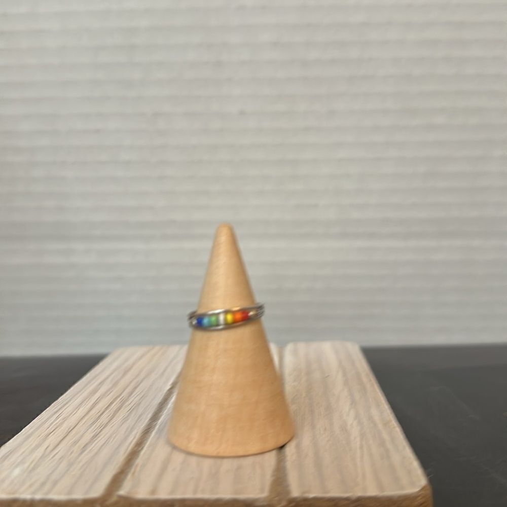 Silver wire rainbow beaded toe ring - Picture 2 of 3